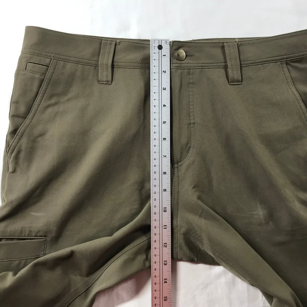 Toad&Co Mens Slim Fit Mission Ridge Pants Dark Olive Green Nylon Stretch 33